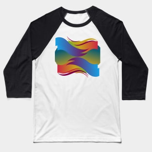 Harmonious Hues: A Mesmerizing Dance of Colorful Wavy Ribbons Baseball T-Shirt